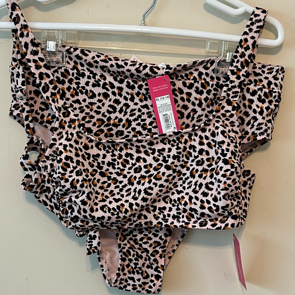 Exhilaration Leopard Print Swimsuit, Two-piece‎ Set, Size XL. NWT